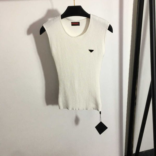 

23ss designer clothes women tank t shirt brand round neck knitting slim knit vest t-shirt fashion women clothing, Black;white