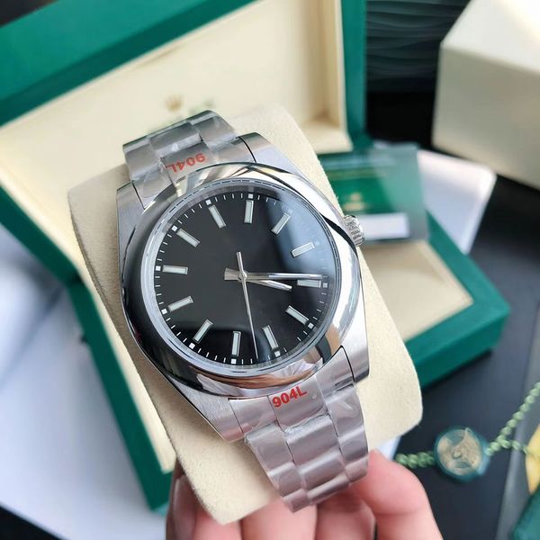 

new mens watches 41mm automatic mechanical wristwatch fashion black dial bracklet folding clasp men watch relogio, Slivery;brown