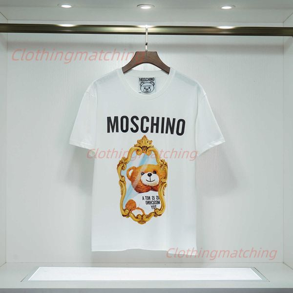 

2023 summer popular letter print t shirt men women cool short sleeve moschino high street t shirt classic tees, White;black