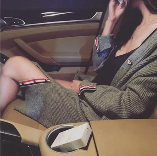 

women's knits tees long sleeve spring autumn wool long sweater tb style brand women knitted cardigan fashion 230324, White