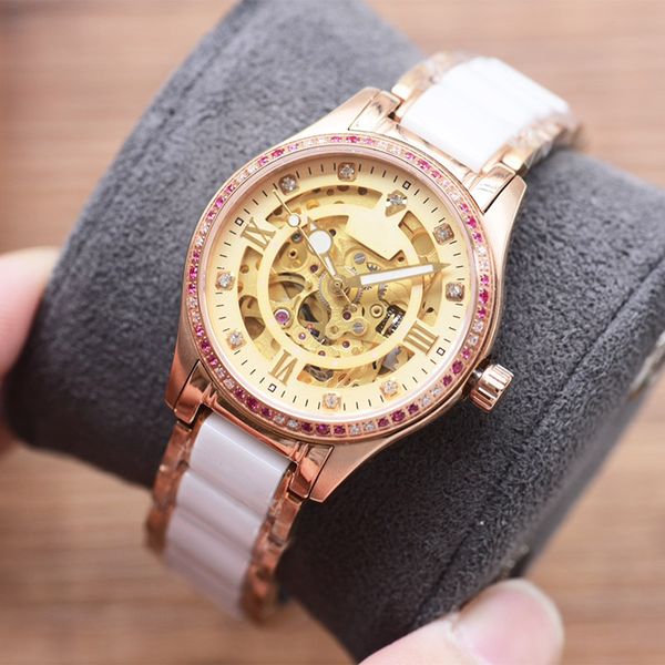 

ladies watch woman watch hollow wristwatch automatic mechanical watches gold watches business wristwatches waterproof montre de luxe, Slivery;golden