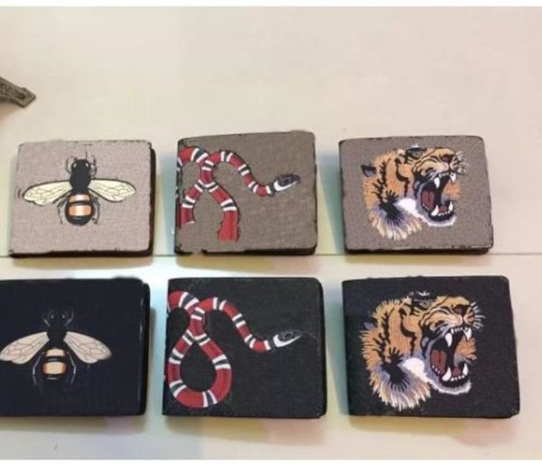 

men animal short wallet leather black snake tiger bee wallets women long style purse wallet card holders with gift box, Red;black