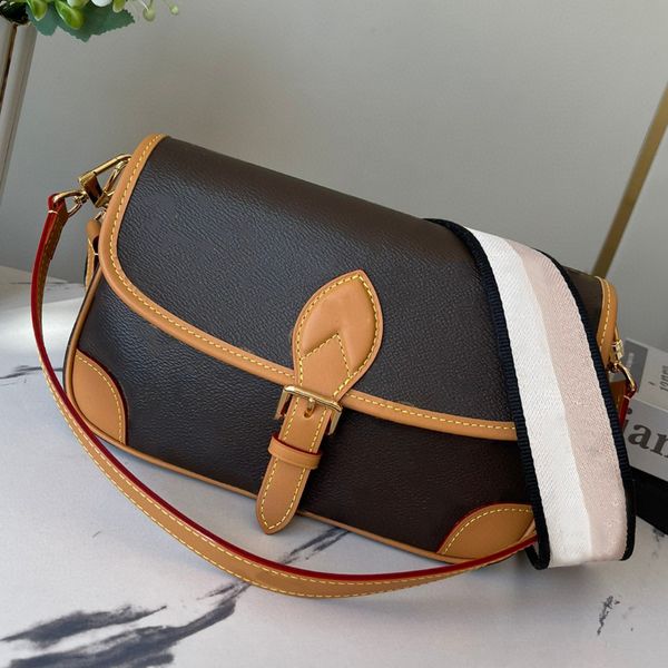 

7a designer bags handbag 2023 new diane m45985 webbing one shoulder messenger underarm bag fashion classic women's genuine leather bag