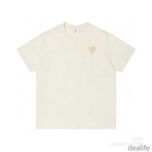 

designers amis paris shirit 2023ss spring classic heart solid color big love round neck short sleeve t-shirt tshirts for men and women znv9, White;black