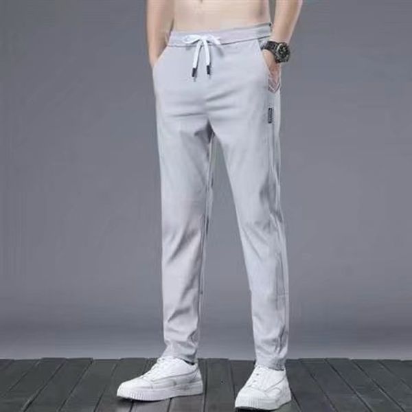 

men's pants solid color mens casual elastic waist pencil breathable joggers men cargo streetwear 230324, Black