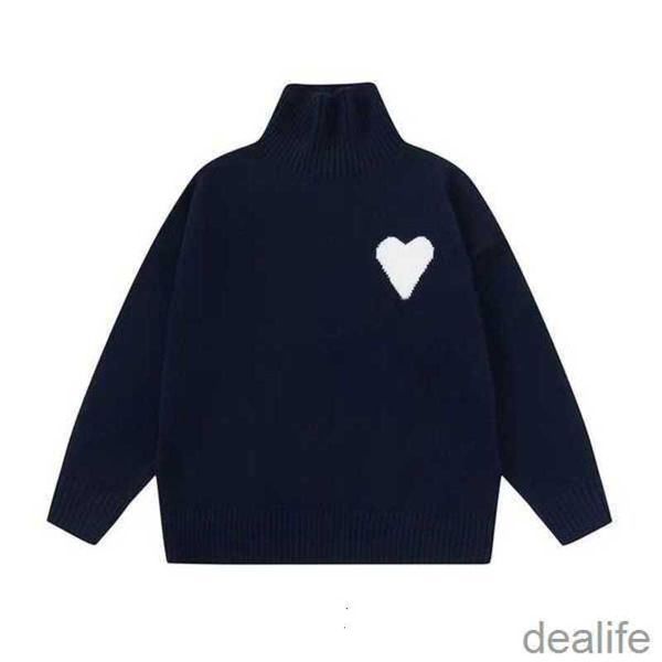 

2023 fashion designers high collar amis sweater man woman turtleneck sweaters luxury brands cardigan knit o neck womens letter long sleeve z, White;black