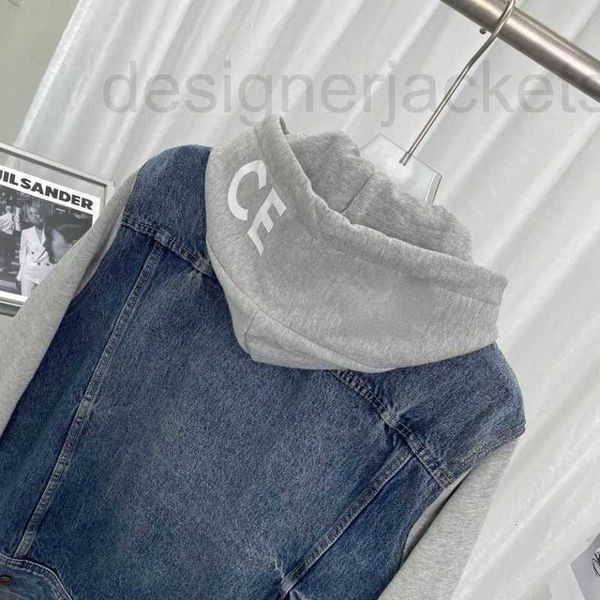 

men's jackets designer jacket mens autumn winter washed denim splicing contrast sweater couples hoodie qhfr, Black;brown