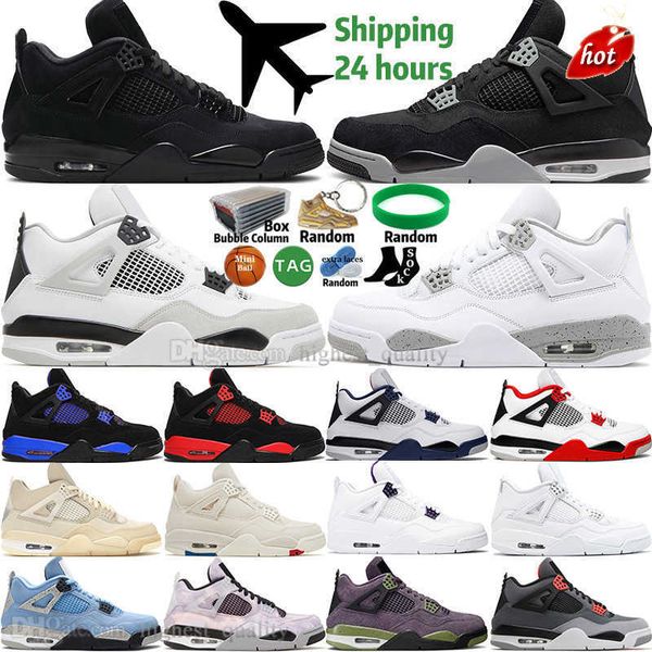 

2023 og og sail military black cat white oreo 4 4s mens basketball shoes university blue thunder fire red blank green bred purple