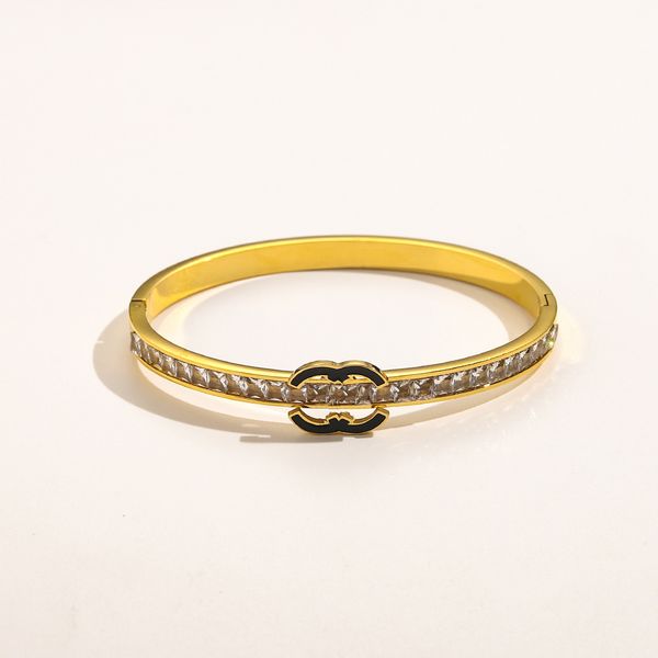 

designer diamond bracelet 18k gold bangle designed for girls screw bracelet brand logo stainless steel bangle women family love jewelry part, Black