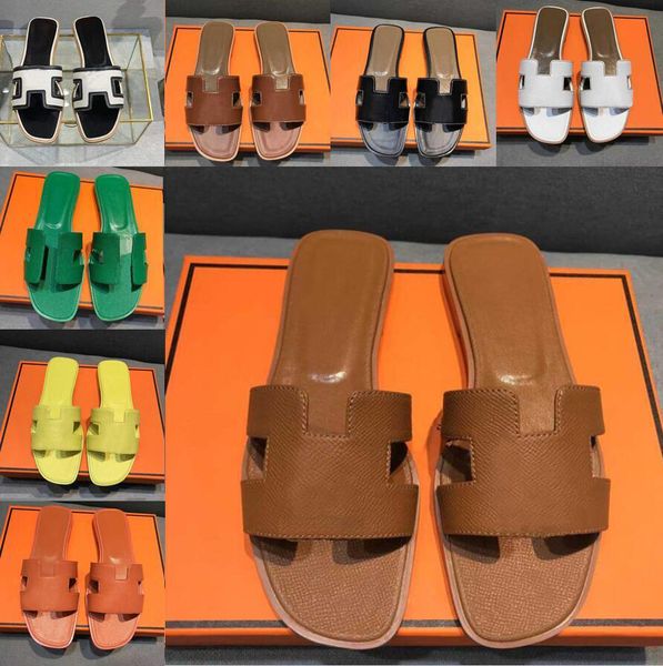 

2023 h womens summer sandals beach slide slippers crocodile skin leather flip orange scuffs shoes flops heels ladies sandali fashion designs, Black