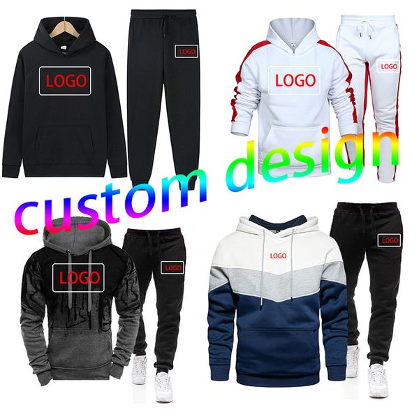 

men's tracksuits your own design brand picture personalized custom men diy tracksuit hoodies sweatpants casual hoody clothing 4 style s, Gray