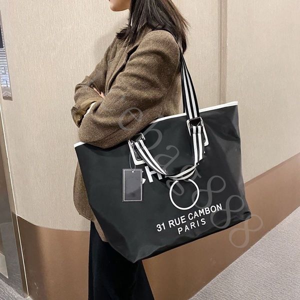 

beach bags luxury designer famous women handbags silk nylon bags leisure letter tote totebag black color big capacity fashion shoulder beach