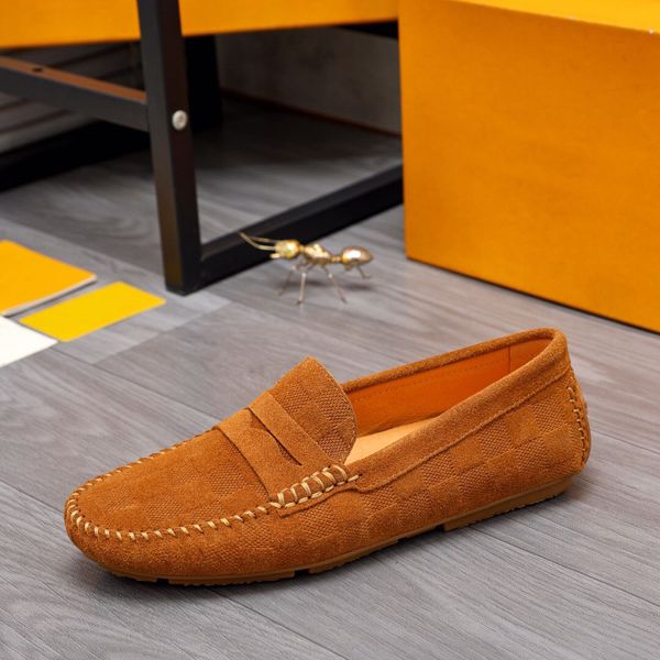

2023 designer men dress shoes fashion genuine leather party wedding flats male brand slip on business loafers size 38-44, Black