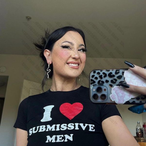 

womens tshirt harajuku gothic y2k i love submissive men print tees women tshirt vintage 2000s short sleeve tee fairy crop kpop 230322, White