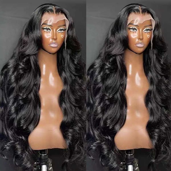 

body wavy human hair wigs 13*4 lace230323, Black