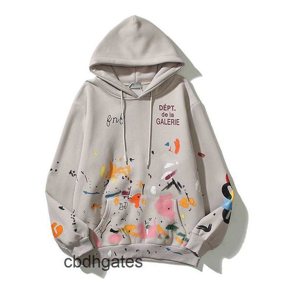 

dept graffiti galleryes sweater autumn winter 2023 los angeles mens speckle print hoodies embroidered sweater couple k1sv, Black