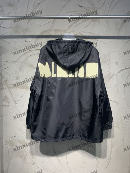 

xinxinbuy men designer coat jacket hoodie paris letter print windbreak long sleeve women black khaki blue grey xs-xl, Black;brown