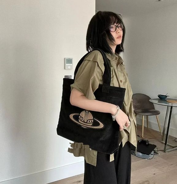

large capacity women's bags shoulder bag simple saturn corduroy totes