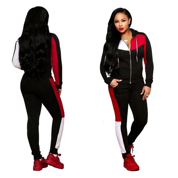 

women's two piece pants mudan fashion sport women tracksuit 2 piece set winter zip up hoodie joggers sweat suits women matching sets 23, White