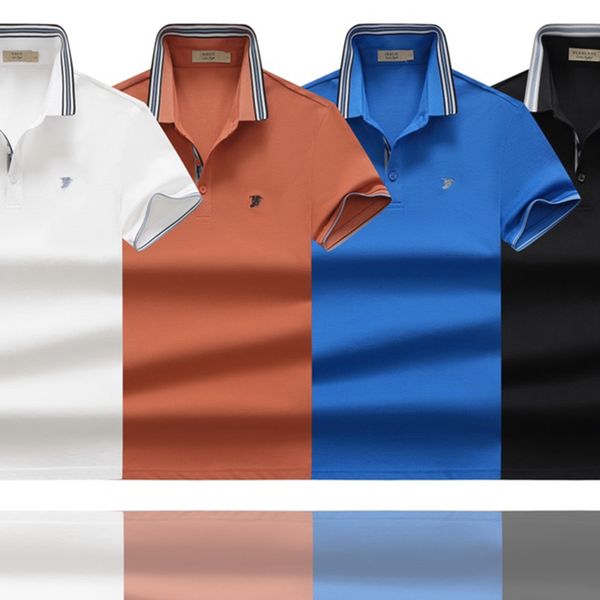 

mens polos designer t shirt high street embroidered burrerys mens striped polo collar and striped short sleeve hombre fashion pohomme casual, White;black