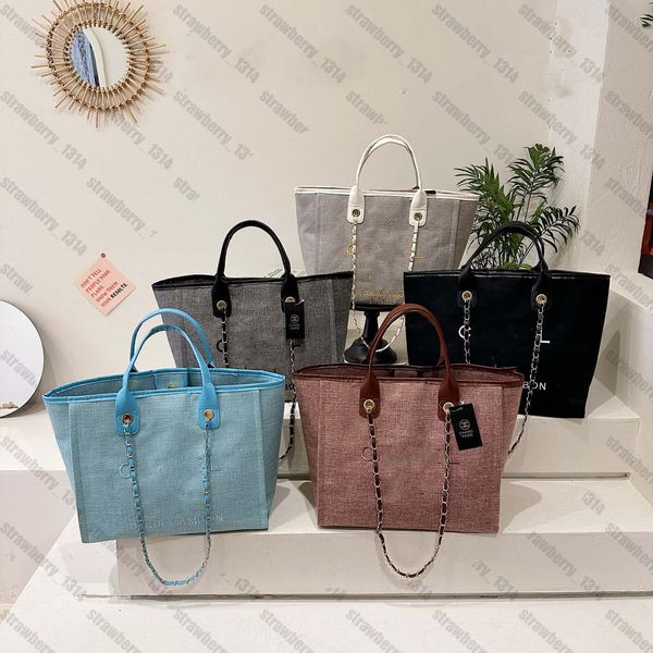 

designer bags handbags tote bag channel chain bagss beach women luxury fashion knitting purse shoulder large capacity canvas shopping bag