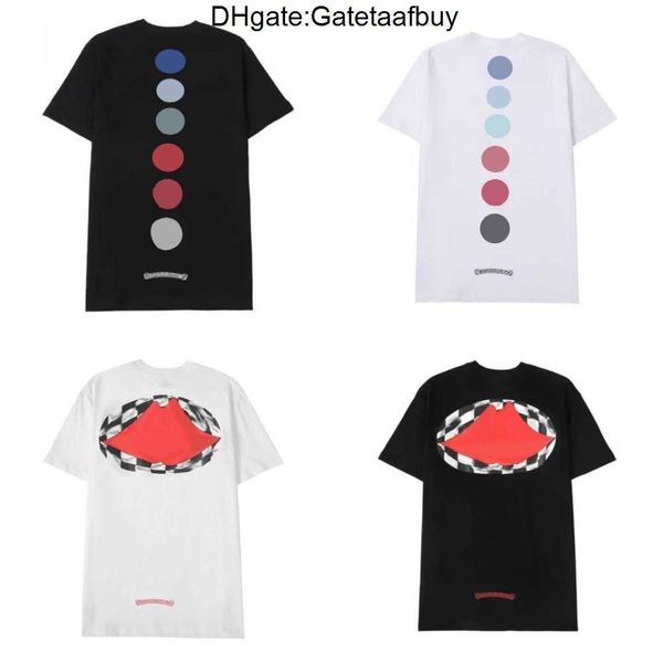 

luxury classic men's t shirt ch brand heart tees men women sanskrit letter chromes short sleeve horseshoe couple t-shirts designer, White;black