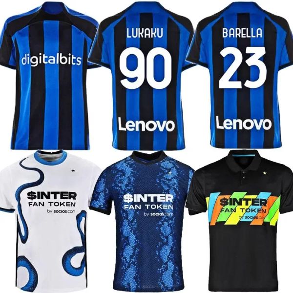 

2021/2022/2023 inter home away soccer jerseys dzeko lautaro j. correa calhanoglu jersey 21/22/23 milan vidal barella men kids kits football, Black;yellow