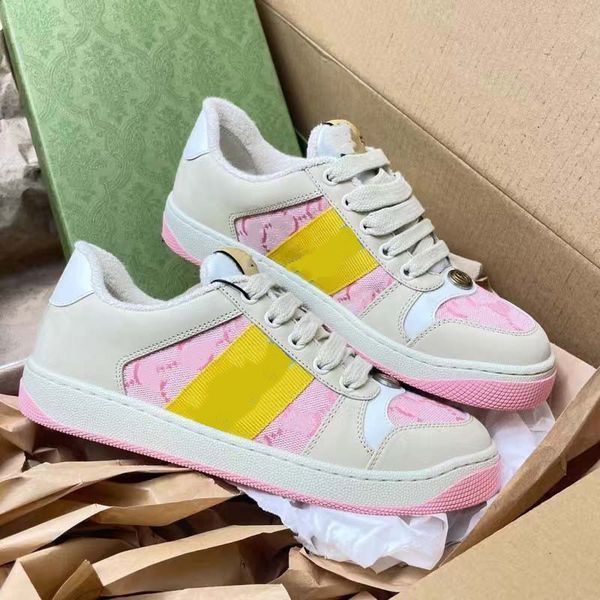 

new lovelight screener loafer shoes for women's men crystal women's sneaker brand designer striped fashion retro dirty leather men, Black