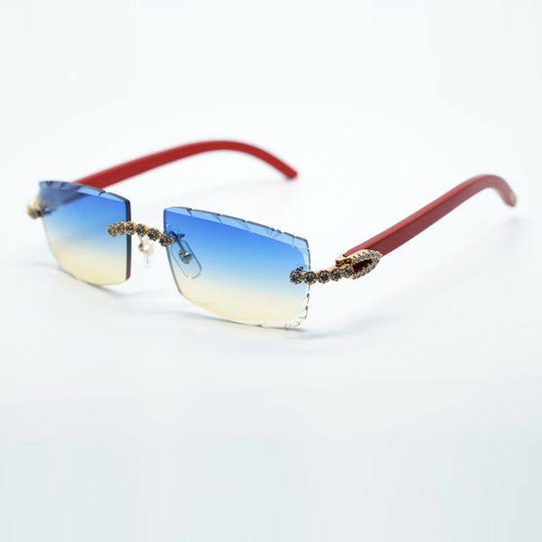 

blue bouquet diamond eyewear frames 3524031 sunglasses with red wood legs and 57mm cut lens, White;black