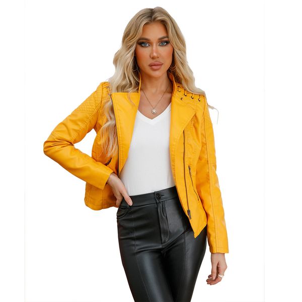 

women's jackets europe and america clothing short slim motorcycle pu leather jacket korean version of the spring autumn jacket coats 23, Black;brown
