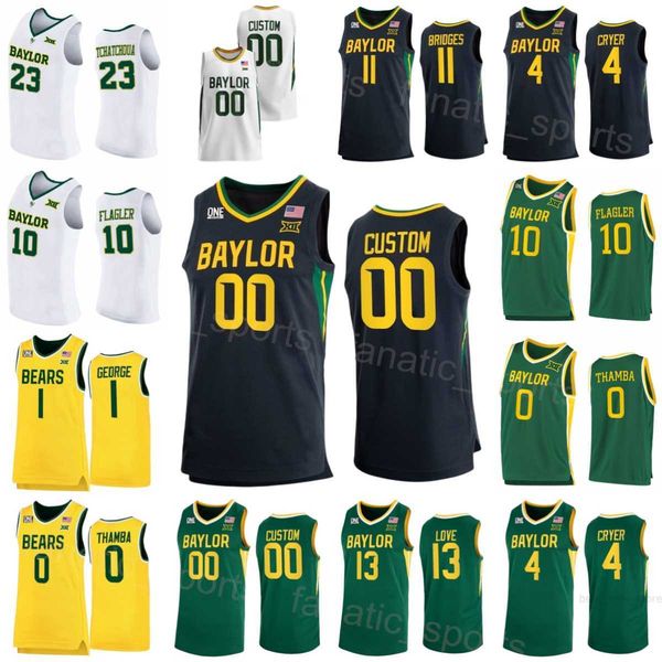 

baylor bears college jerseys basketball 1 keyonte george 10 adam flagler 4 lj cryer 11 jalen bridges 13 langston love jonathan tchamwa tchat, Black