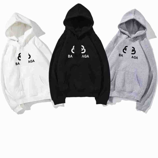 

designer luxury balencigas classic the new hooded hoodie lock letter printing loose plush cotton hoodie male and female lovers isn trendy pi, Black
