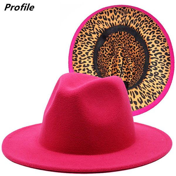 

stingy brim hats rose red fedora hat leopard print hat european and american men's and women's hat fedora jazz winter hat 230324, Blue;gray