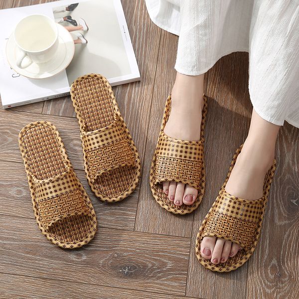 

slippers summer lovers crochet bathroom slippers flat antislip fashion brand beach shoes women home indoor slides men sandals cane 230324, Black