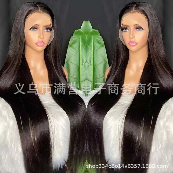 

human hair lace front wigs 13 * 4 chemical fiber high-temperature silk wig head cover230323, Black