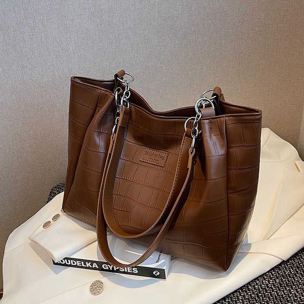 

shoulder bags lettside tote for women trend designer winter simple solid color leather big high capacity side handbags 230322