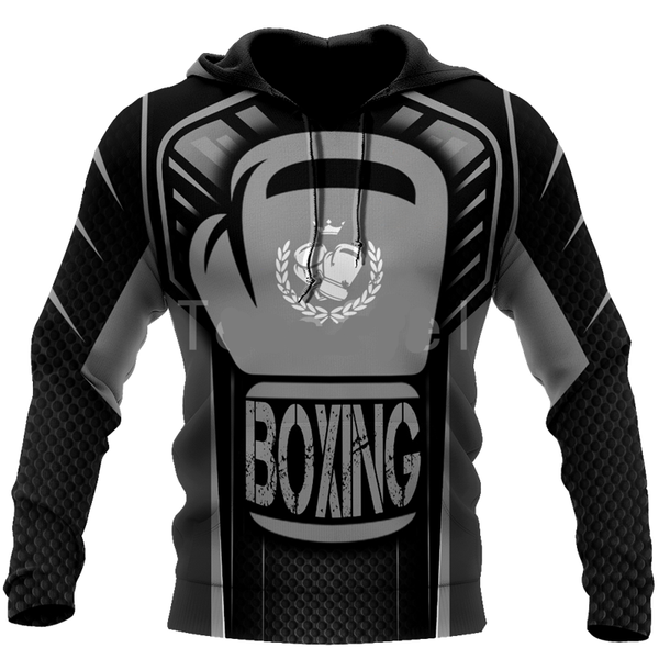 

fashion boxing sports 3d printing men's hoodie casual street hip hop harajuku long sleeve zip hoodie, Black