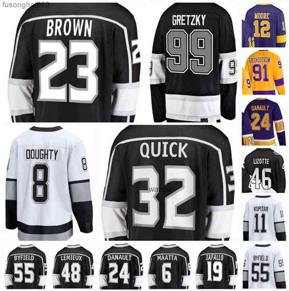 

2022 anze kopitar hockey jersey drew doughty jonathan quick dustin brown wayne gretzky phillip danault quinton byfield custom stitched men, Black;red