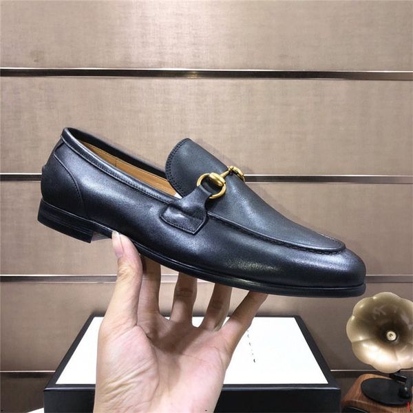 

g12/34model new black designer loafers shoes for luxury men genuine leather slip-on round toe solid spring autumn handmade men's shoes