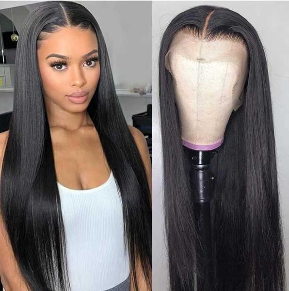 

front lace wig women's long straight hair black medium differentiated fiber headgear lace wig headgear230323