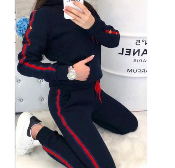 

womens 2pcs designer suits clothing fashion brand letter print women tracksuits hooded long sleeved pants sports sets6336812, Gray