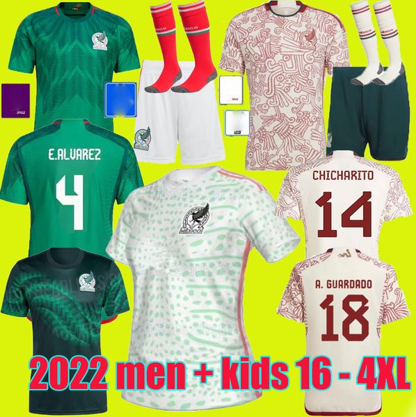 

fans player 2022 home away soccer jerseys 22 23 lozano chicharito raul dos santos alvarez e.alvarez h.herrera football shirt women men kids, Black