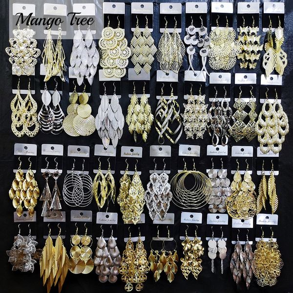 

dangle chandelier 10/20pairs elegant long dangle hook earrings for women exaggerated metal drop butterfly leaf spiral eardrops charm jewelry, Silver