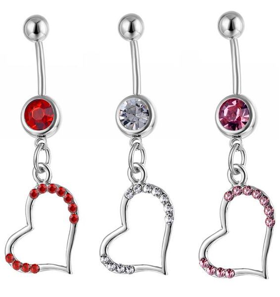 

d0132 heart belly navel button mix colors01234567897214397, Silver