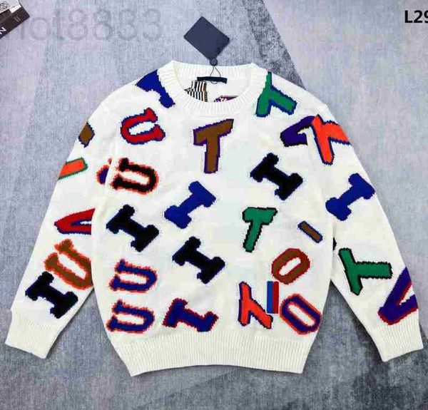 

men's sweaters designer new aop jacquard letter knitted sweater in autumn / winter acquard knitting machine e custom jnlarged detail cr, White;black