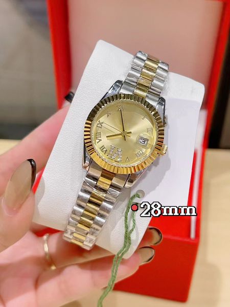 

original with box 28mm 31mm womens watches full stainless steel automatic mechanical 2813 movement watch datejust woman wristwatches lady wr, Slivery;golden