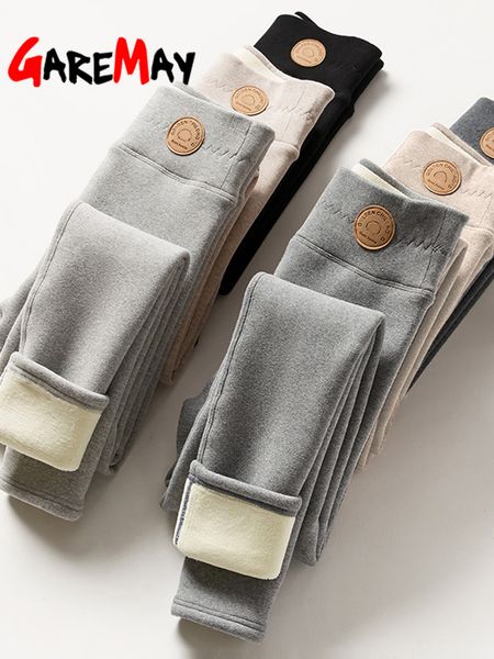 

women's leggings warm soft with fleece thermal pants gray high waist skinny thick velvet winter for women 230324, Black