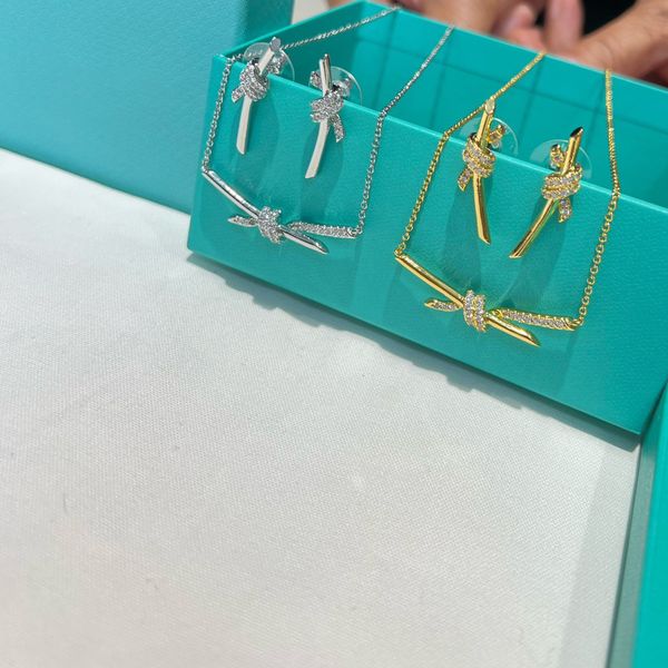 

high qualitly fashion brand pendant necklaces diamond gold silver necklace earings high luxury for women valentine's day party gifts