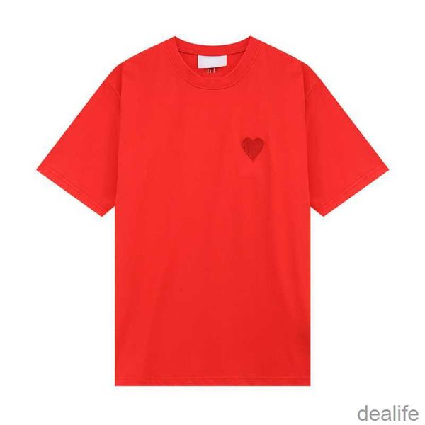 

luxurious mens designers paris new amis t shir shirs tone-on-one love embroidery fashion sree casual joker round neck coon shor sleeves bv3t, White;black