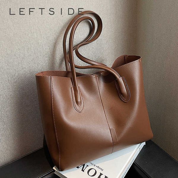 

shoulder bags fashion leather tote for women tend simple large high capacity solid side handbags and purses 230322